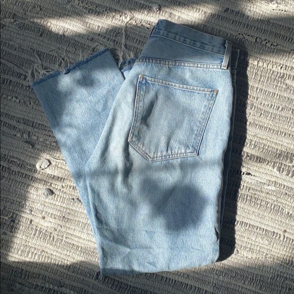 Agolde Riley High Rise Straight Leg Step Hem Jeans